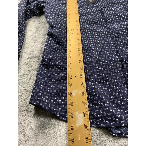 Niko Milano Button Up Shirt Men’s XL Navy Blue Geometric Pattern Long Sleeve NWT - Picture 6 of 14